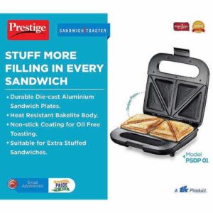 Prestige PSDP 01 New Deep Sandwhich Maker 750W with Non-stick Heating Plate