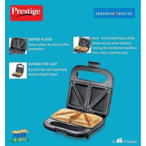 Prestige PSDP 01 New Deep Sandwhich Maker 750W with Non-stick Heating Plate