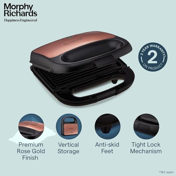 Morphy Richards 3 IN 1 750 Watt Sandwich Maker With changable Plate/Multi Grill/Luxe Rose TWG (Toast Waffle Grill) With 2 Year Warranty