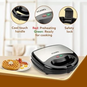 Agaro ELITE 750 Watt Sandwich/Panini Maker with Non-Stick Grill Plates - Steel