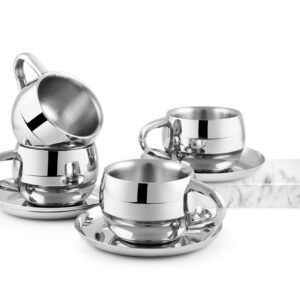 Shapes Stainless Steel Double Wall Cup & Saucer