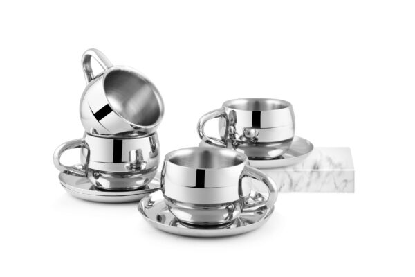 Shapes Stainless Steel Double Wall Cup & Saucer