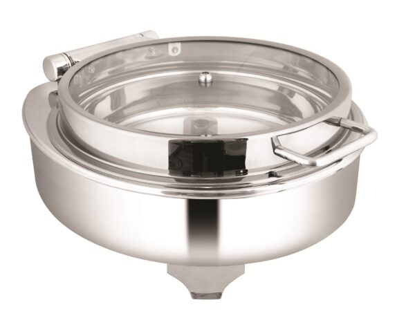 SHAPES ROUND FULL GLASS LID CHAFFING DISH WITH ELECTRIC FRAME CHAFFER, Capacity – 7 Liters