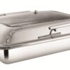 SHAPES STAINLESS STEEL RECTANGULAR HALF GLASS LID CHAFFING DISH WITH INDUCTION TOP CHAFFER, 10 Liters Capacity