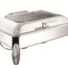 Shapes Stainless Steel Rectangular half Glass Lid Chaffing Dish with Stand, Capacity – 10 Liters