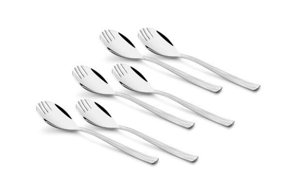 Shapes Alpine 2-in-1 Stainless Steel Spoon Cum Fork Set – Spork Set, Silver, Pack of 6