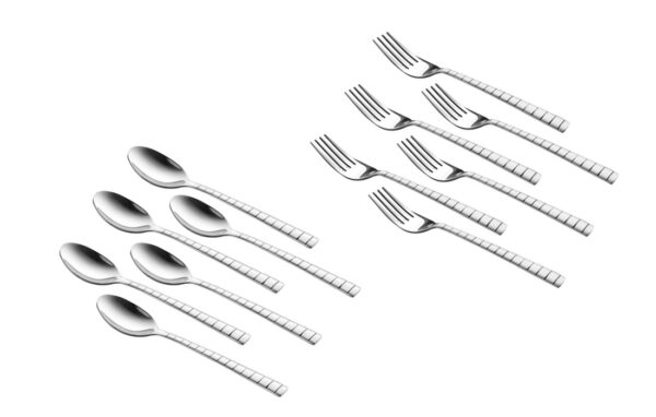 Shapes Zack Cutlery Set of Spoons and Forks Gift Box, Set of 12 Pcs .(Contains: 6 Dinner Spoons and 6 Dinner Forks ) | Stylish Cutlery Set for Dining Table