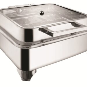 SHAPES SQUARE FULL GLASS LID CHAFFING DISH WITH ELECTRIC FRAME CHAFFER, Capacity – 7 Liters