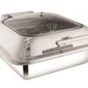 SHAPES STAINLESS STEEL SQUARE HALF GLASS LID CHAFFING DISH WITH INDUCTION TOP CHAFFER, 7 Liters Capacity