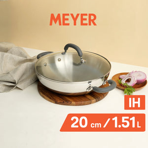 Meyer Trivantage Nickel Free Stainless Steel Triply Kadai with Lid Induction Base 20cm