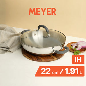 Meyer Trivantage Nickel Free Stainless Steel Triply Kadai with Lid Induction Base 22cm