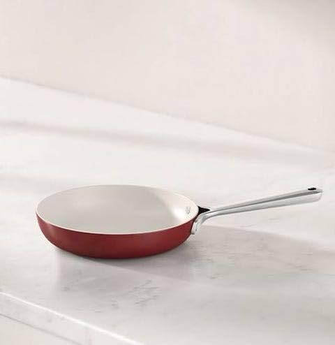 Equal Parts Ceramic Non-Stick Fry pan with lid 10" inches Red