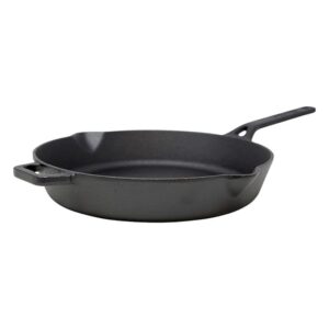 Meyer Pre-Seasoned Induction & Gas Base Cast Iron Cookware Frying Pan, 24cm, Black