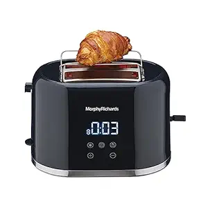 Morphy Richards Windsor Series Digital 2 Slice 800W Pop Up Toaster|8-Browning Levels|Reheat&Defrost|Wide Bread Slots|Bun Warmer|Dust Cover|Removable Crumb Tray|2-Yr Warranty By Brand|Black,800 Watts