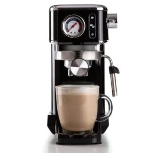 Ariete 1381 Coffee machine with pressure gauge, compatible with ground coffee and ESE pods, 1300 W, 1.1 L capacity, 15 bar pressure, ½ cup filter, Cappuccino device, Black