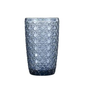 Rose Quartz 380ml Water Glass Mocktail Cocktail Tumbler Glass Set of 6 Cyan Blue