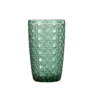 Rose Quartz 380ml Water Glass Mocktail Cocktail Tumbler Glass Set of 6 Teal Green