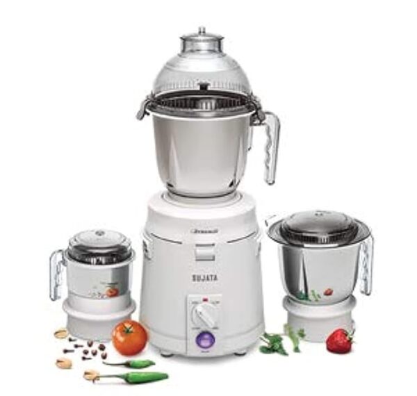 Sujata Dynamix Mixer Grinder, 900W, 3 Jars (White,Plastic)