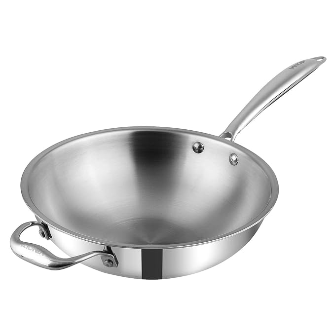 Vinod SAS Platinum Triply Stainless Steel Wok - 3 Litre 26 cm Induction Base