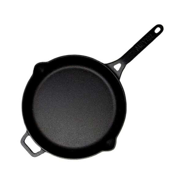 Meyer Pre-Seasoned Induction & Gas Base Cast Iron Cookware Frying Pan, 24cm, Black