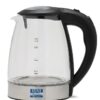 KENT Elegant Electric Glass Kettle (16052), 1.8L, Stainless Steel Heating Plate, Borosilicate Glass Body, Boil Drying Protection