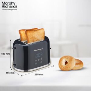 Morphy Richards Windsor Series Digital 2 Slice 800W Pop Up Toaster|8-Browning Levels|Reheat&Defrost|Wide Bread Slots|Bun Warmer|Dust Cover|Removable Crumb Tray|2-Yr Warranty By Brand|Black,800 Watts