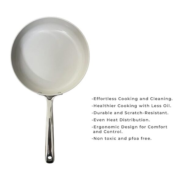 Equal Parts Ceramic Non-Stick Fry pan with lid 10" inches Light Blue