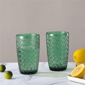 Rose Quartz 380ml Water Glass Mocktail Cocktail Tumbler Glass Set of 6 Teal Green