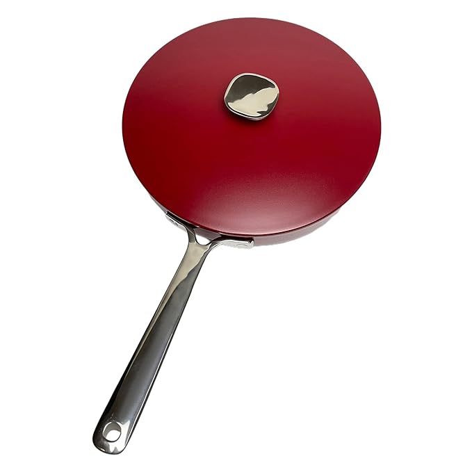 Equal Parts Ceramic Non-Stick Fry pan with lid 10" inches Red