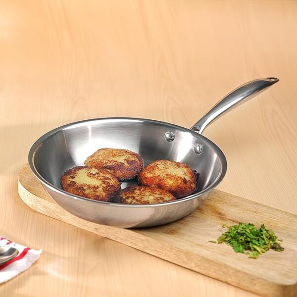 Vinod Platinum Induction & Gas Base Triply Stainless Steel SAS Frypan 24cm