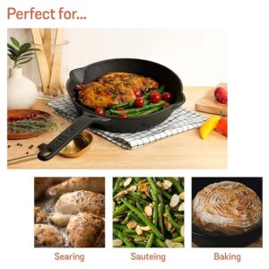 Meyer Pre-Seasoned Induction & Gas Base Cast Iron Cookware Frying Pan, 23cm, Black