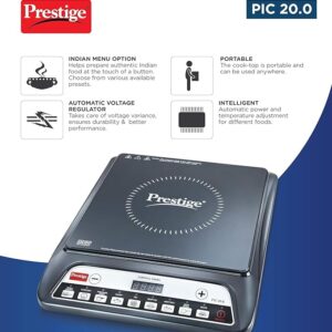 Prestige PIC 20 1600 Watts Induction Cooktop |Indian Menu Option|Automatic power & temperature adjustment|Automatic Voltage Control|1 year warranty|Black