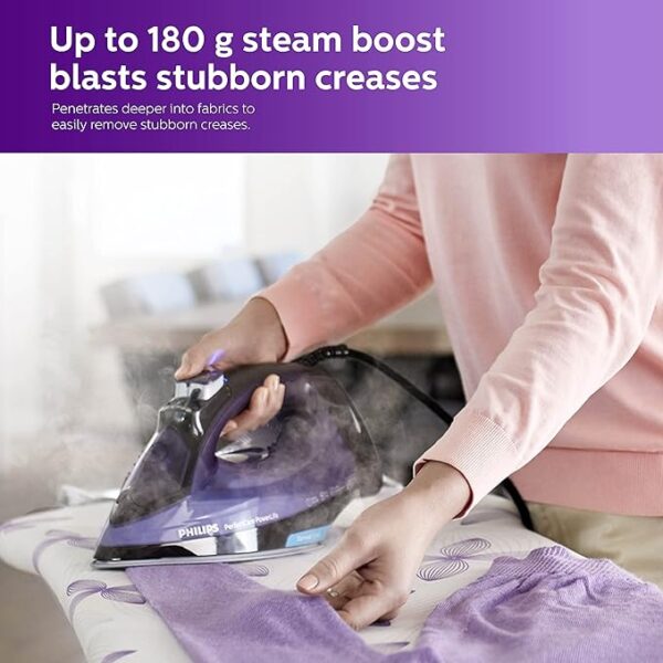 Philips Perfect Care Power Life Steam Iron GC3925/34, 2400W, up to 45 g/min steam Output, OptiTemp Technology, Steam Glide Plus Soleplate, Drip-Stop and Safety Shut-Off with No-Burns Guaranteed