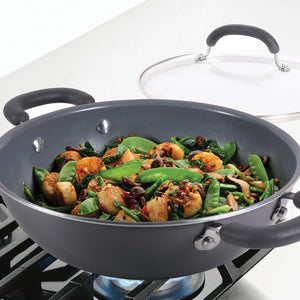 Meyer Anzen Healthy Ceramic Coated Cookware Kadai with Lid, 20cm