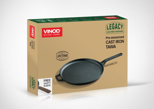 Vinod Legacy Pre Seasoned Cast Iron Roti Chapati Phulka Tawa 28 cm