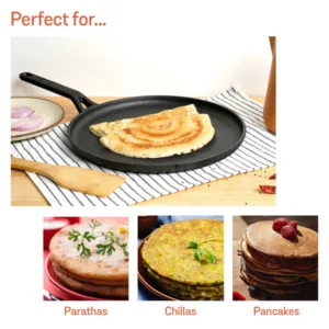 Meyer Pre-Seasoned Cast Iron 24cm Flat Loha Dosa Tawa