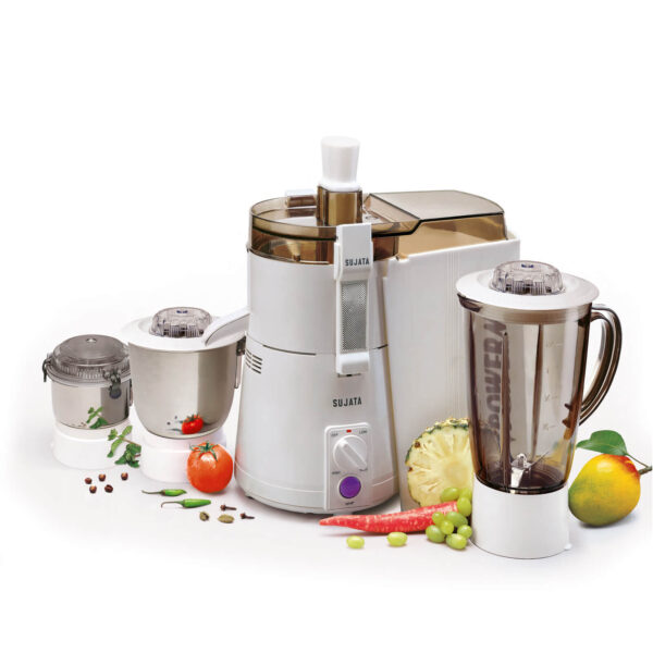 Sujata Powermatic Maxima 900 Watts 4 In 1 Juicer Mixer Grinder With 3 Jars (White)