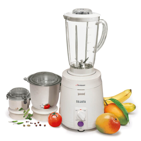 Sujata Supermix, Mixer Grinder, 900 Watts, 3 Jars (White)