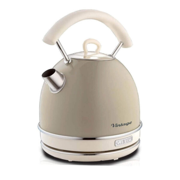 Ariete 2877 Vintage Electric Kettle, In Stainless Steel Painted In Light Beige Pastel Colour. For Water, Tea And Herbal Teas, 2000 Watts, 1.7 liter