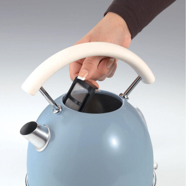 Ariete 2877 Vintage Electric Kettle, In Stainless Steel Painted In Light Blue Pastel Colour. For Water, Tea And Herbal Teas, 2000 Watts, 1.7 liter