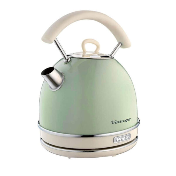 Ariete 2877 Vintage Electric Kettle, In Stainless Steel Painted In Light Green Pastel Colour. For Water, Tea And Herbal Teas, 2000 Watts, 1.7 liter